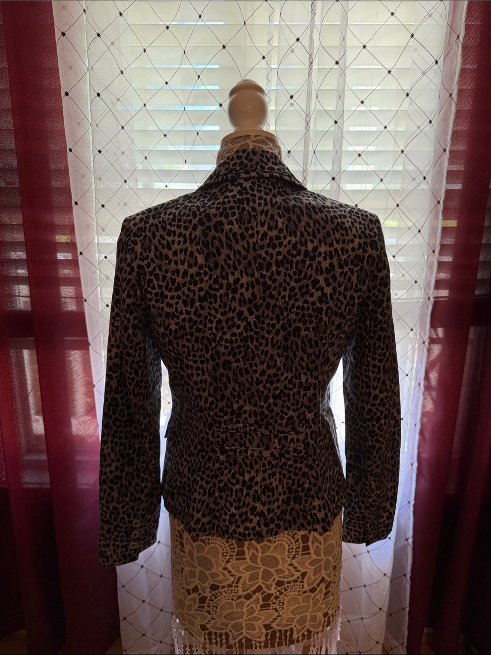 Leopard Print Tailored Women's Blazer - Brown/Gray (132) - Picture 3 of 7